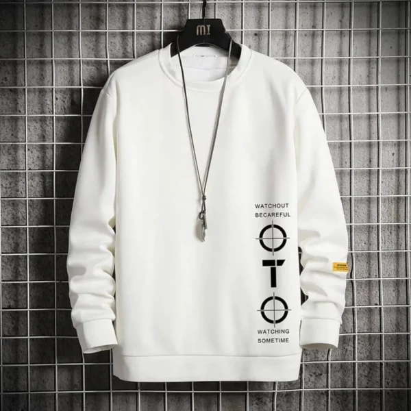 Men's Full Sleeve Sweatshirt- White OTO